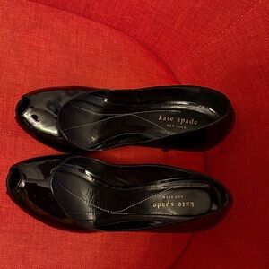 kate spade Black Patent Peep-Toe Heels